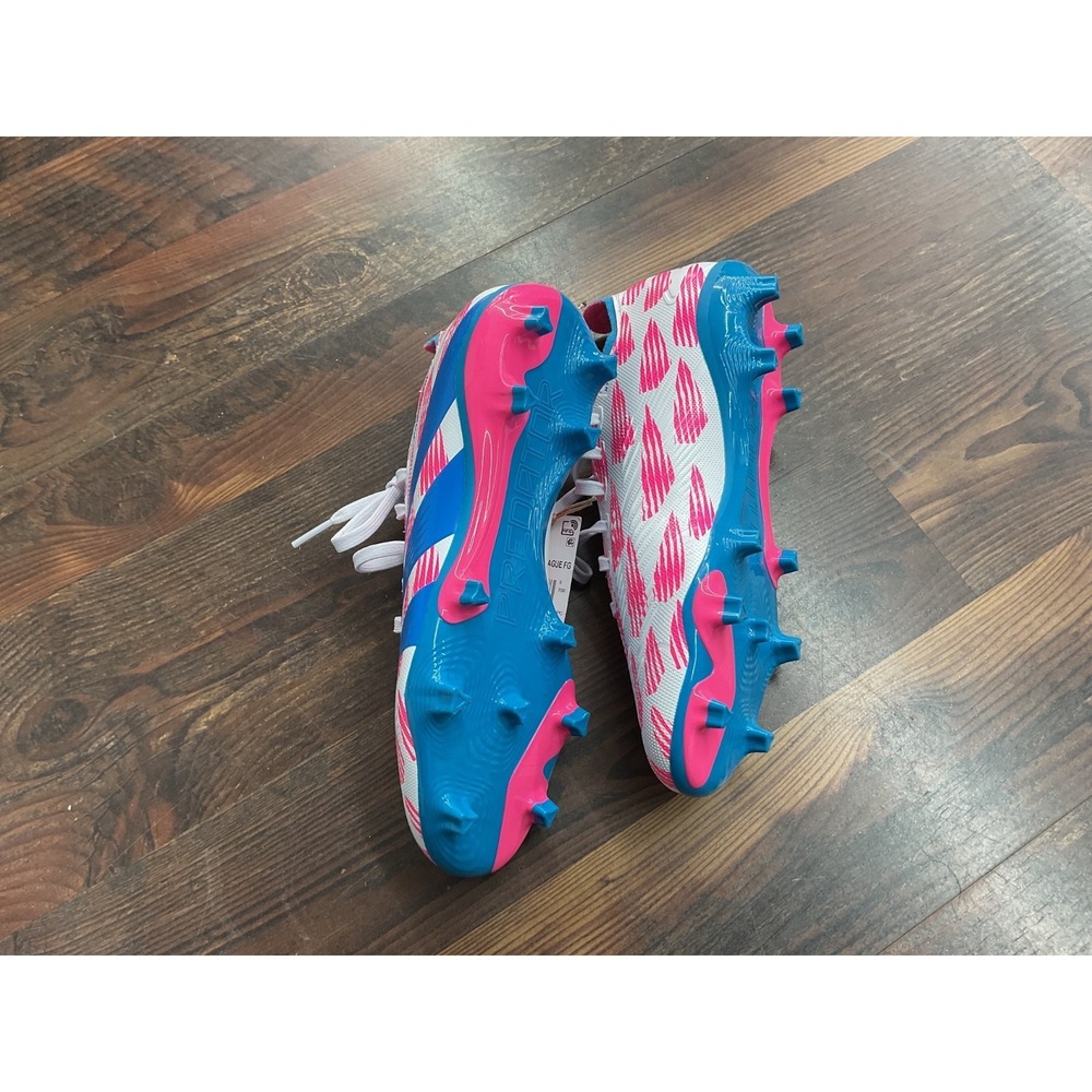 Adidas Predator Youth 5.5 Soccer Cleats White Pink Blue Firm Ground - Picture 5 of 5